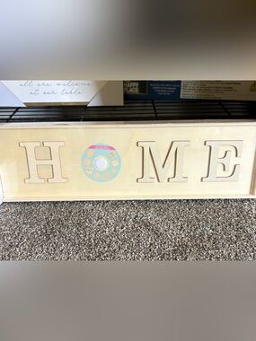 HOME Wooden Wall Sign - Cream with Pastel Accent